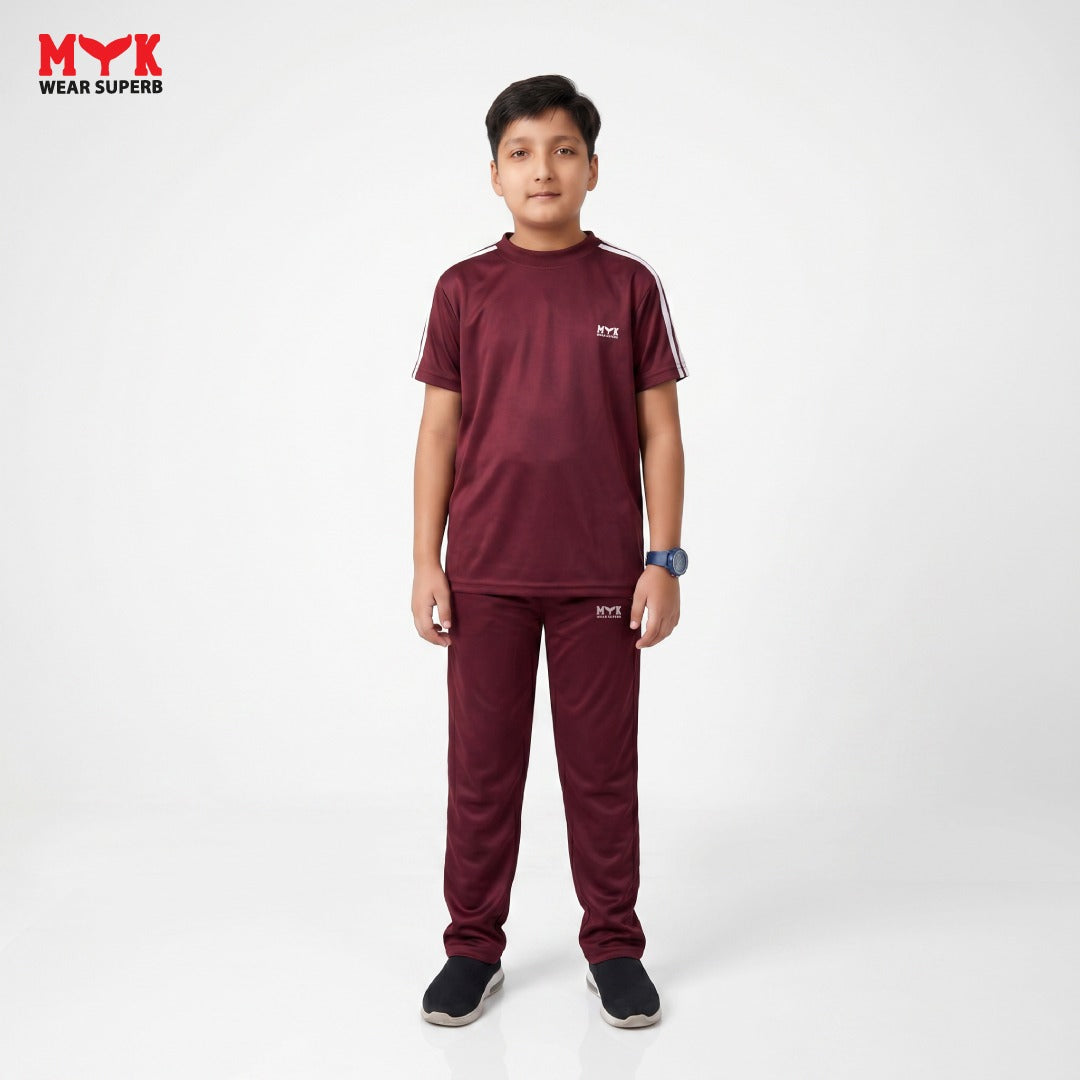 Kids Boys Maroon Sports Tracksuit – Stylish Casual Wear - MYK_Fatimas