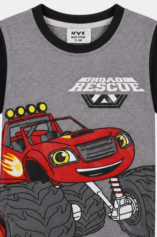 Road Rescue Monster Truck Kids Summer Outfit - MYK_Fatimas