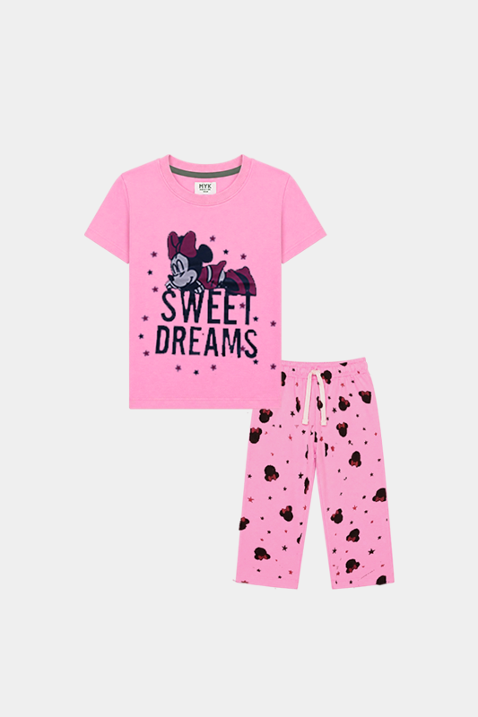 DreamBlush  Minnie Mouse Nightwear Set for Girls with Pink Bow print - MYK_Fatimas