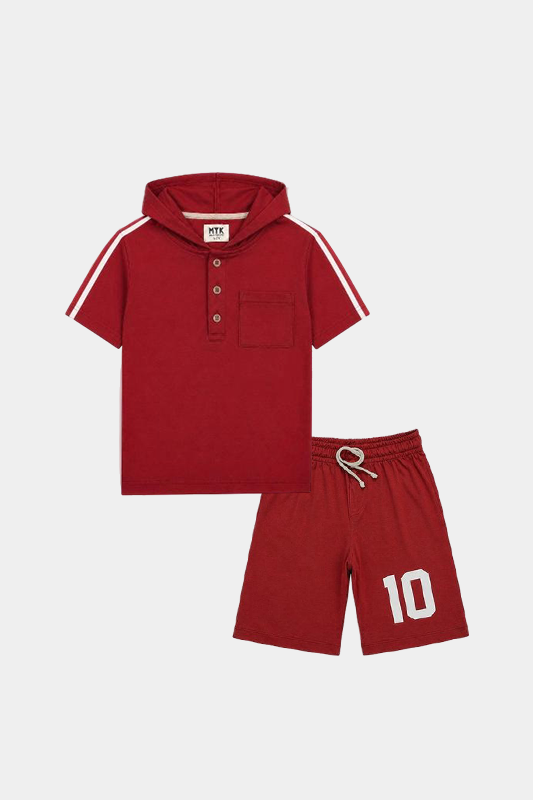 Sporty Champ Kids Hooded Set – Jersey Red Edition - MYK_Fatimas