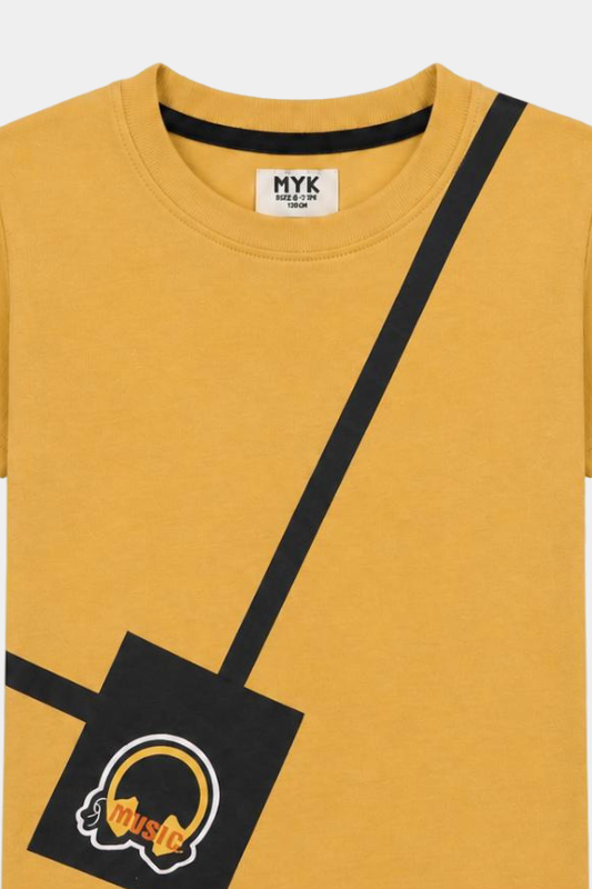 Boys' Yellow & Black Music-Themed T-Shirt and Shorts Set - MYK_Fatimas