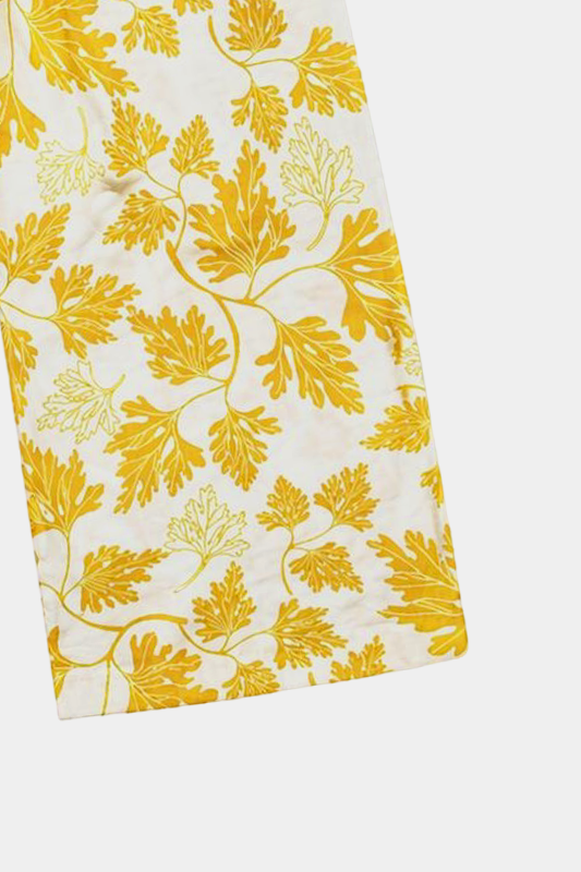 Cozy Cotton Leaf Print Suit – White & Yellow - MYK_Fatimas