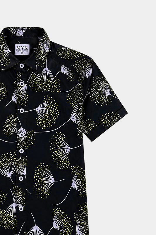 Tropical Bloom Black Shirt & Shorts Set for Kids - MYK_Fatimas