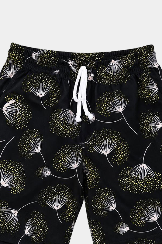 Tropical Bloom Black Shirt & Shorts Set for Kids - MYK_Fatimas