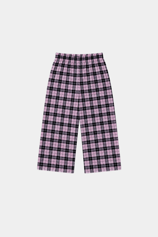 Girls 3 Pcs Bunny Printed Checkered Summer Co-Ord Set – Pink & Black - MYK_Fatimas