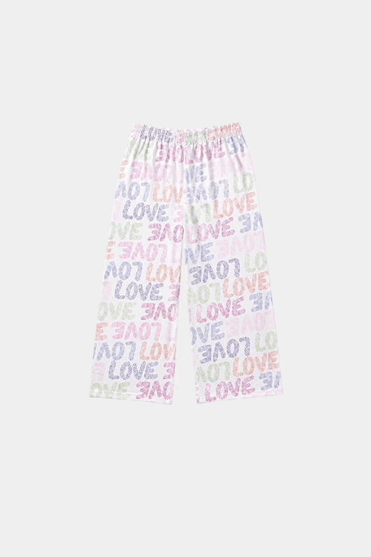 Girls 3 Pcs Love Print Summer Co-Ord Set – White Multi - MYK_Fatimas