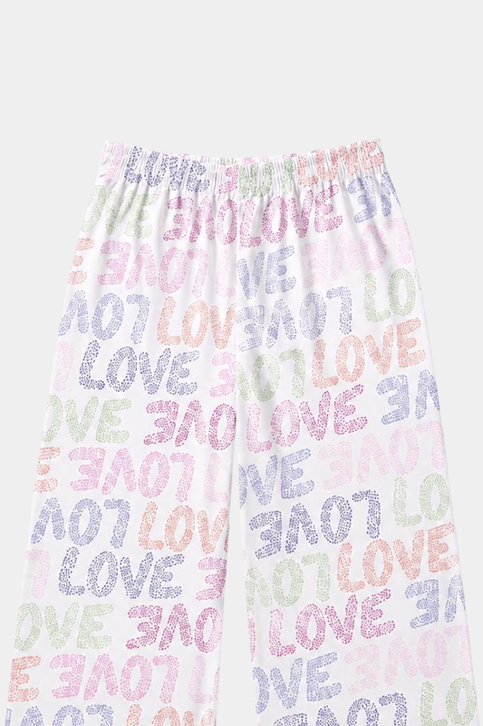 Girls 3 Pcs Love Print Summer Co-Ord Set – White Multi - MYK_Fatimas