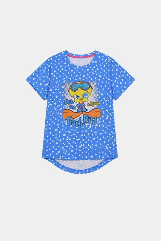 Baby Girl Tweety Printed Blue Dot Tee - MYK_Fatimas