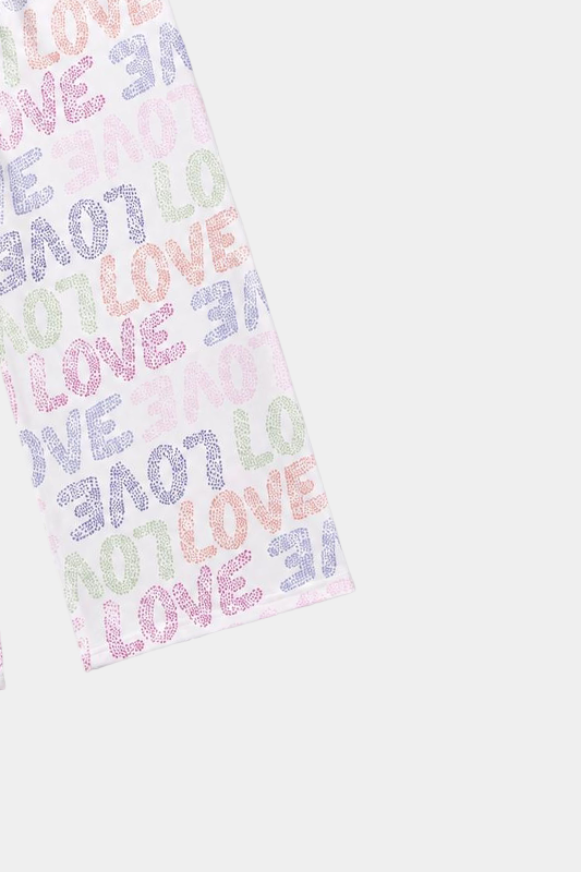 Girls 3 Pcs Love Print Summer Co-Ord Set – White Multi - MYK_Fatimas