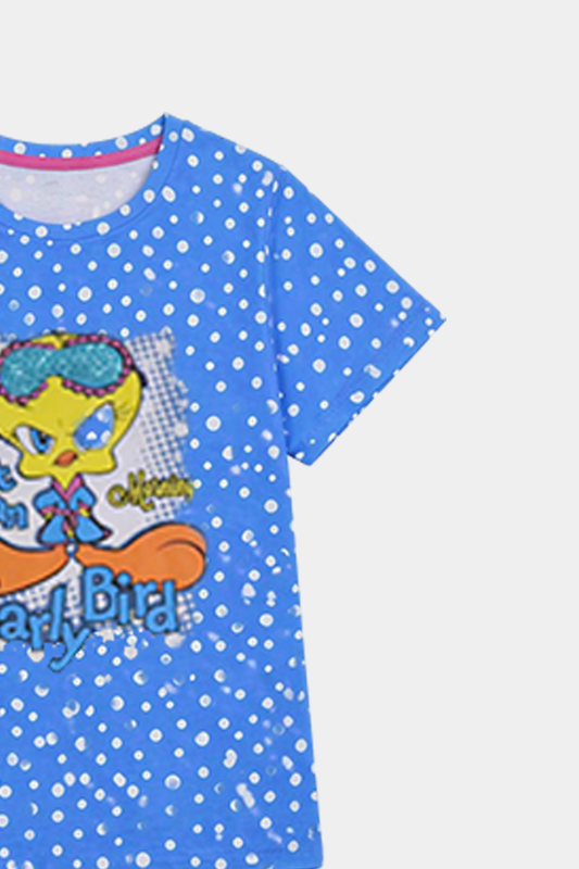 Baby Girl Tweety Printed Blue Dot Tee - MYK_Fatimas