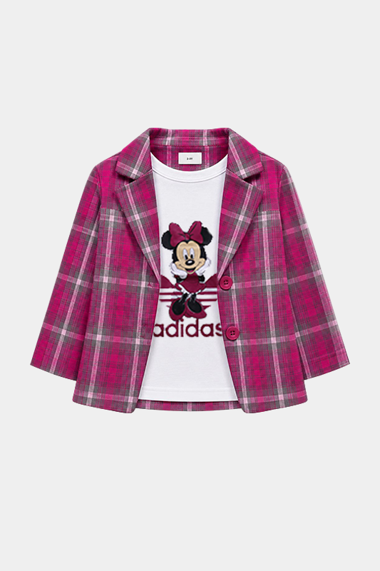 Girls 3 Pcs Pink Check Co-Ord Set - MYK_Fatimas