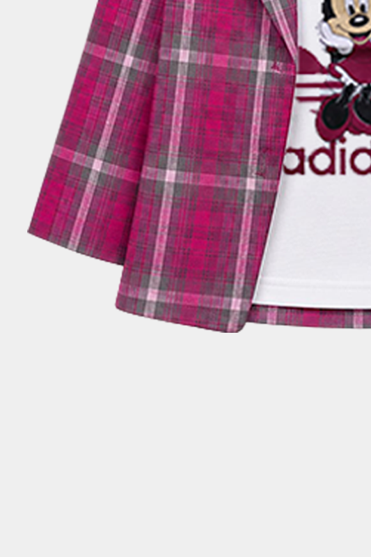 Girls 3 Pcs Pink Check Co-Ord Set - MYK_Fatimas