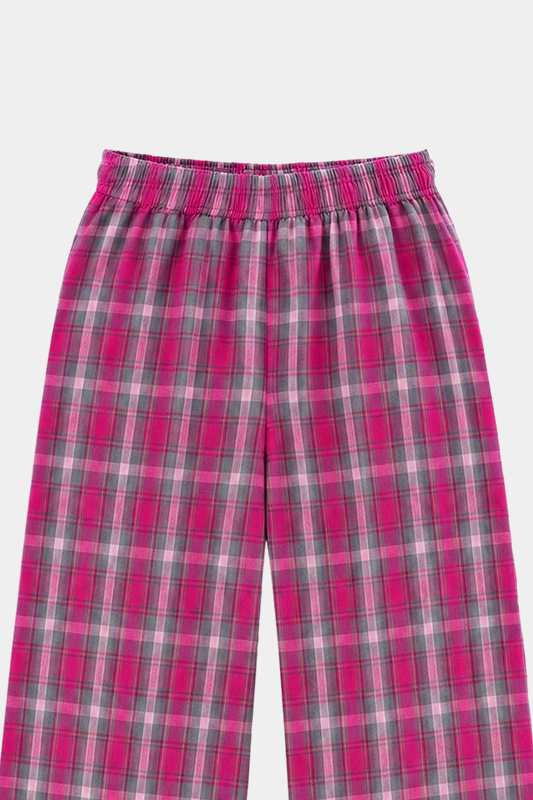 Girls 3 Pcs Pink Check Co-Ord Set - MYK_Fatimas