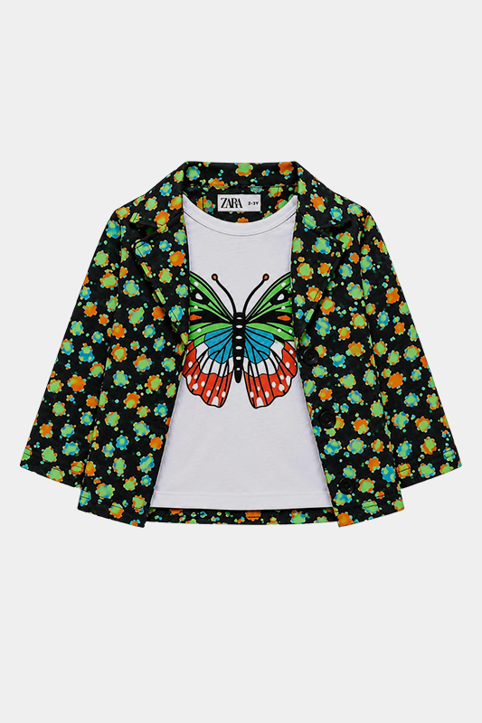 Girls 3 Piece Butterfly Print Floral Co-Ord Summer Outfit Set - MYK_Fatimas