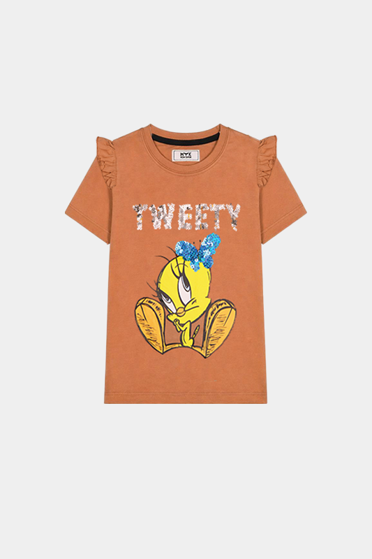 Baby Girl Tweety Sequence Frill Sleeves tee - MYK_Fatimas