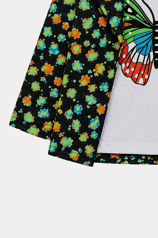 Girls 3 Piece Butterfly Print Floral Co-Ord Summer Outfit Set - MYK_Fatimas