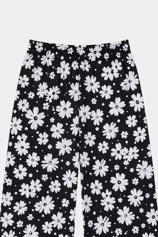 Girls Black & White Floral 3 Piece Summer Co-Ord Set - MYK_Fatimas
