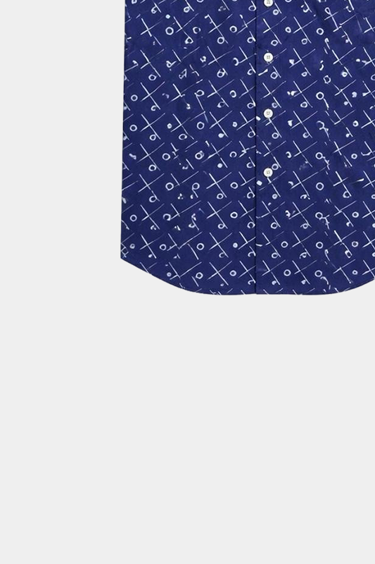Navy Blue Geometric Printed Shirt for Boys - MYK_Fatimas