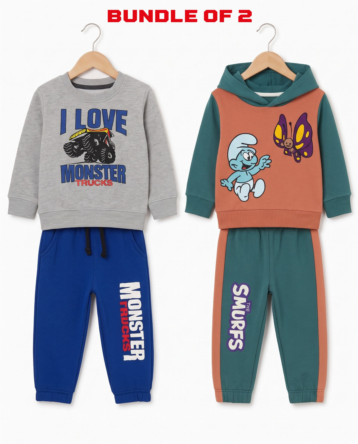 Boys Monster Truck & Smurfs Winter Set – Bundle of 2
