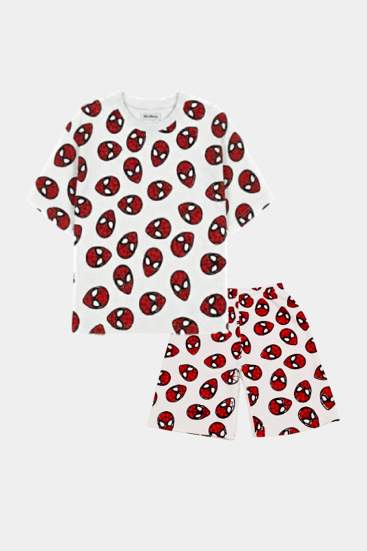 Superhero Printed Summer Nicker Shirt Set