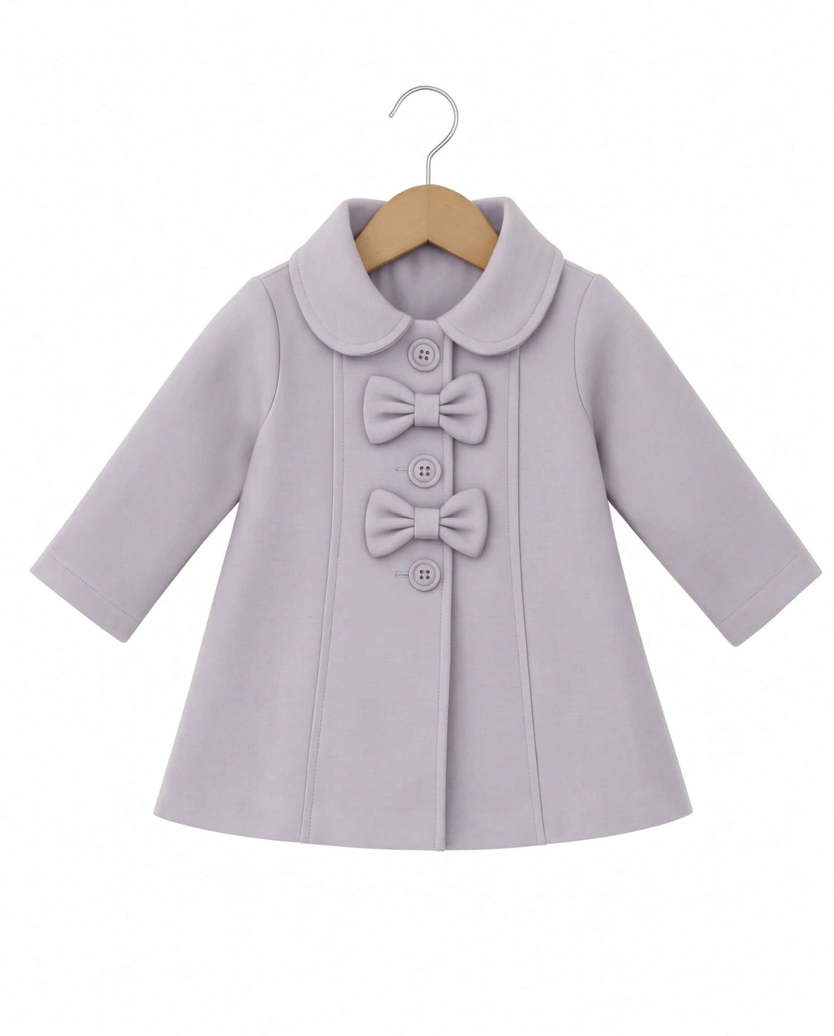  Girls Lilac Bow-Detail Fleece Coat
