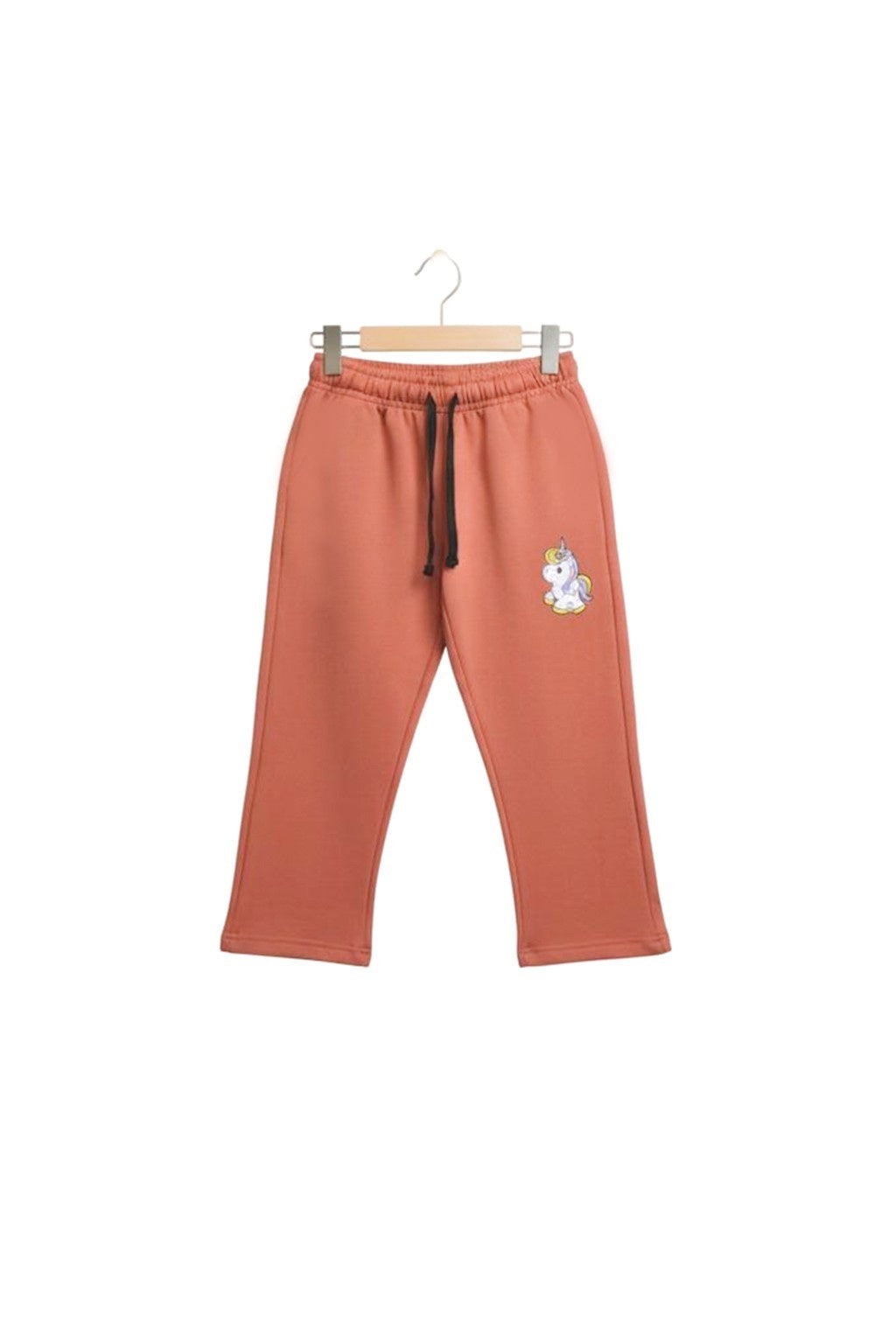 Magical Unicorn Graphic Girls' Terracotta French Terry Knit Trousers
