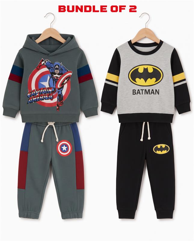 Boys Captain America & Batman Winter Set – Bundle of 2