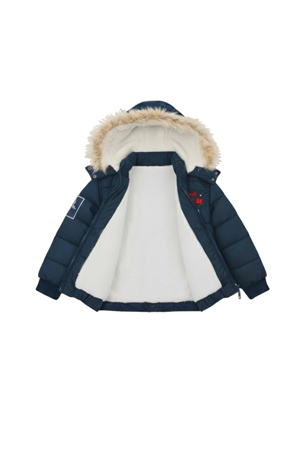 Grey Puffer Jacket with Faux Fur Hood