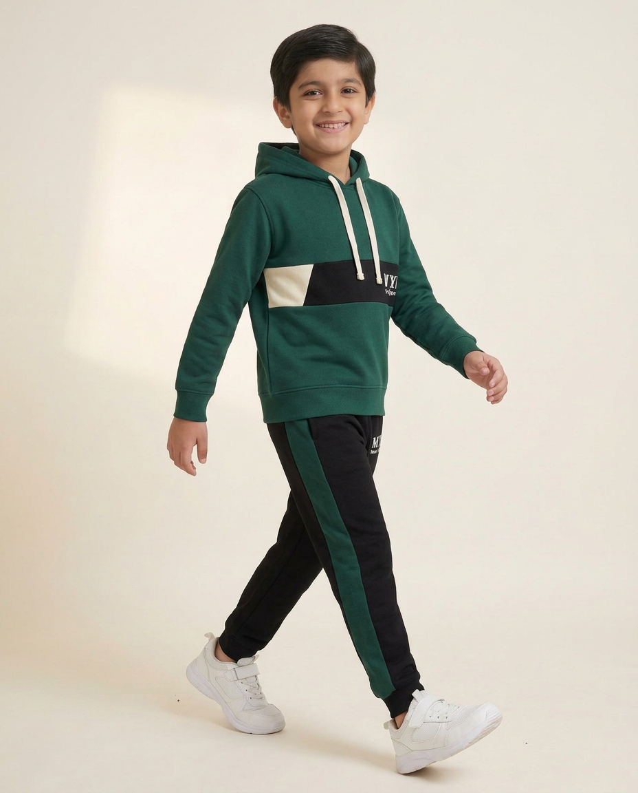 Baby Boy MYK Green Hoodie With Black Trouser Imported