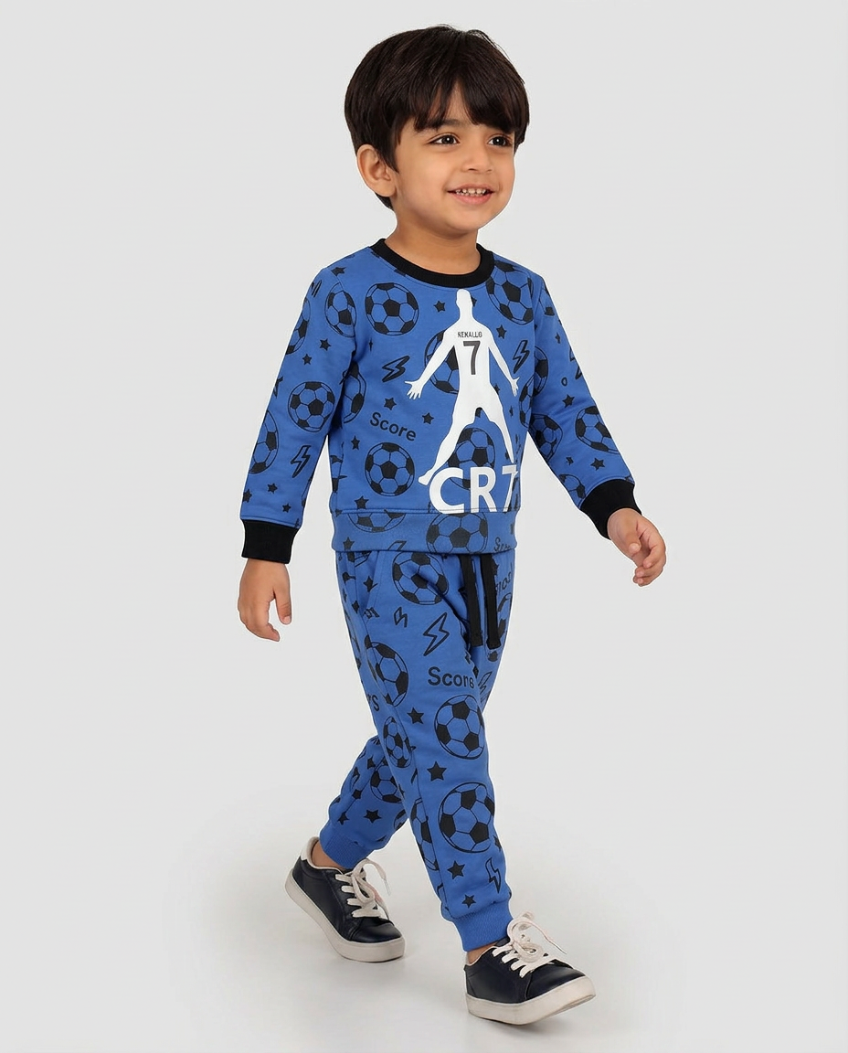 Blue CR7 Football Printed Kids Tracksuit
