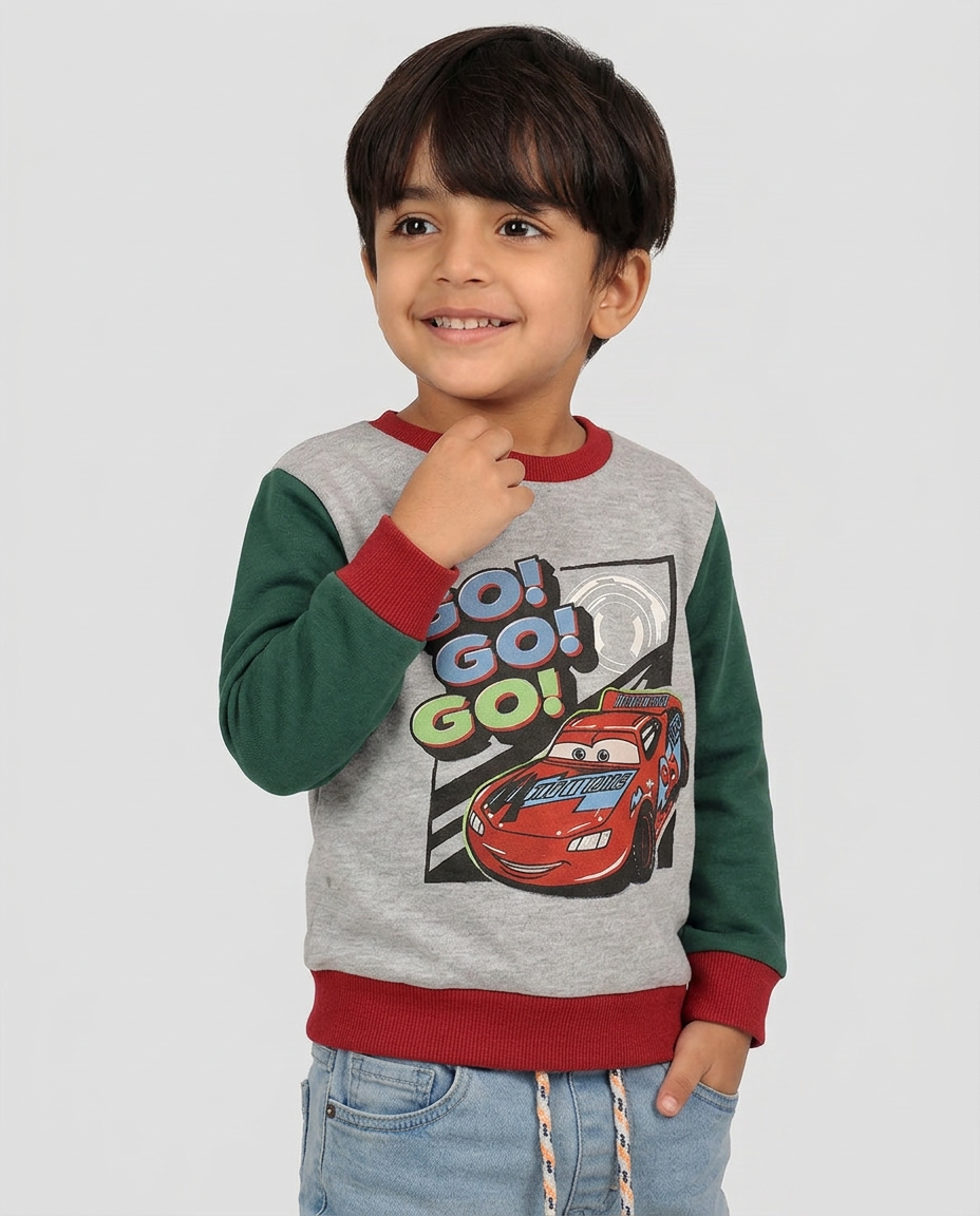 Baby Boy Green Go Go Car Sweatshirt Premium Quality