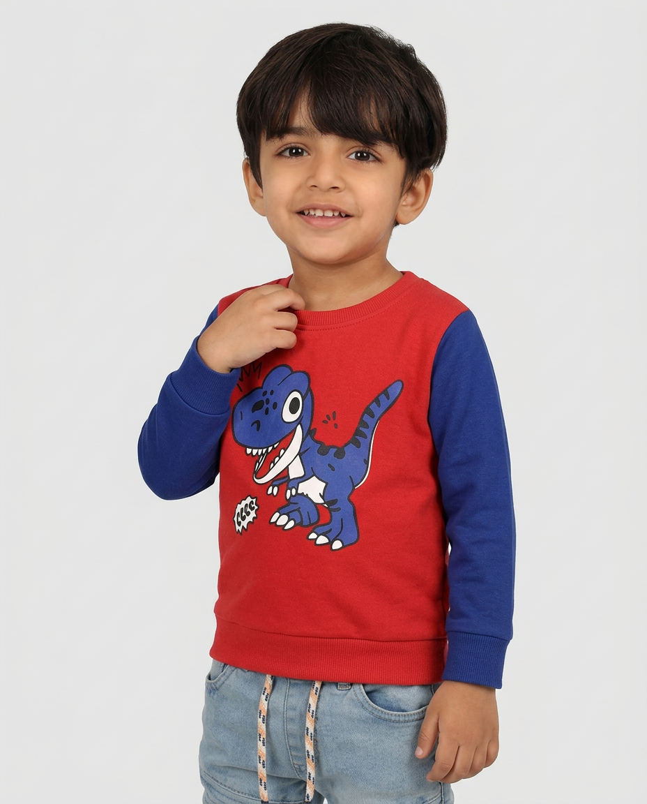 T-Rex Dino Fleece Only Sweatshirt Premium Quality Red and Blue For Kids