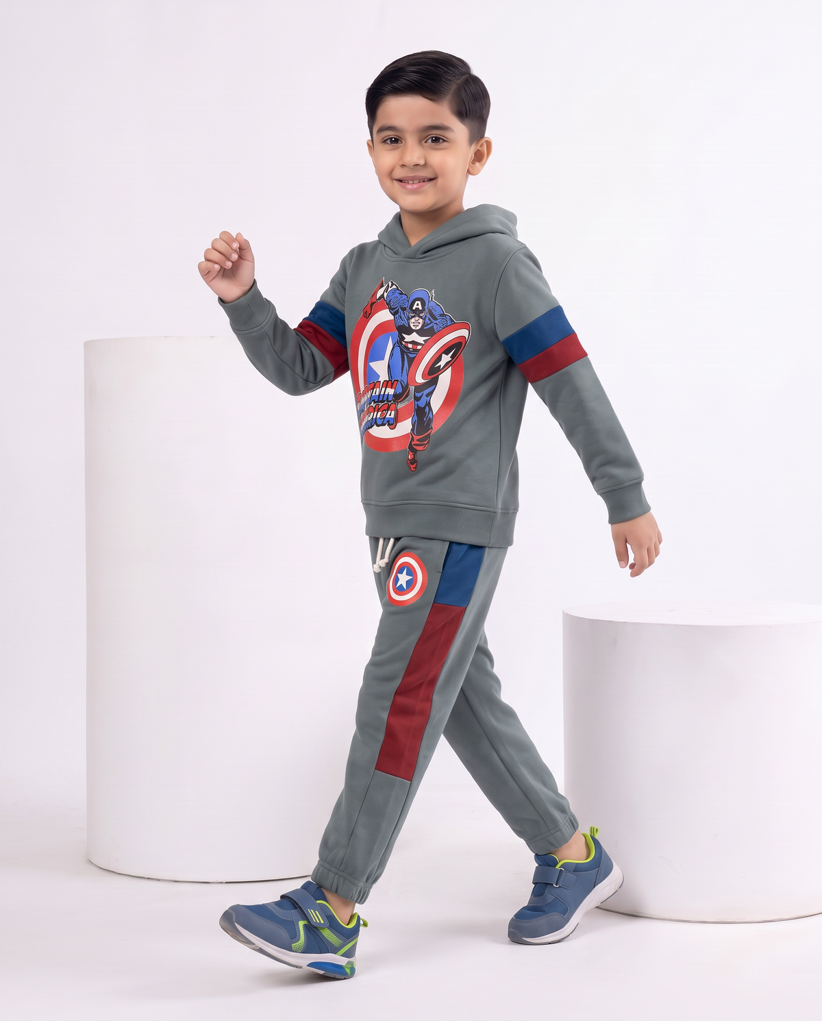 Baby Boys Captain America Hoodie And Panel  Trouser With Dori Outfit Set
