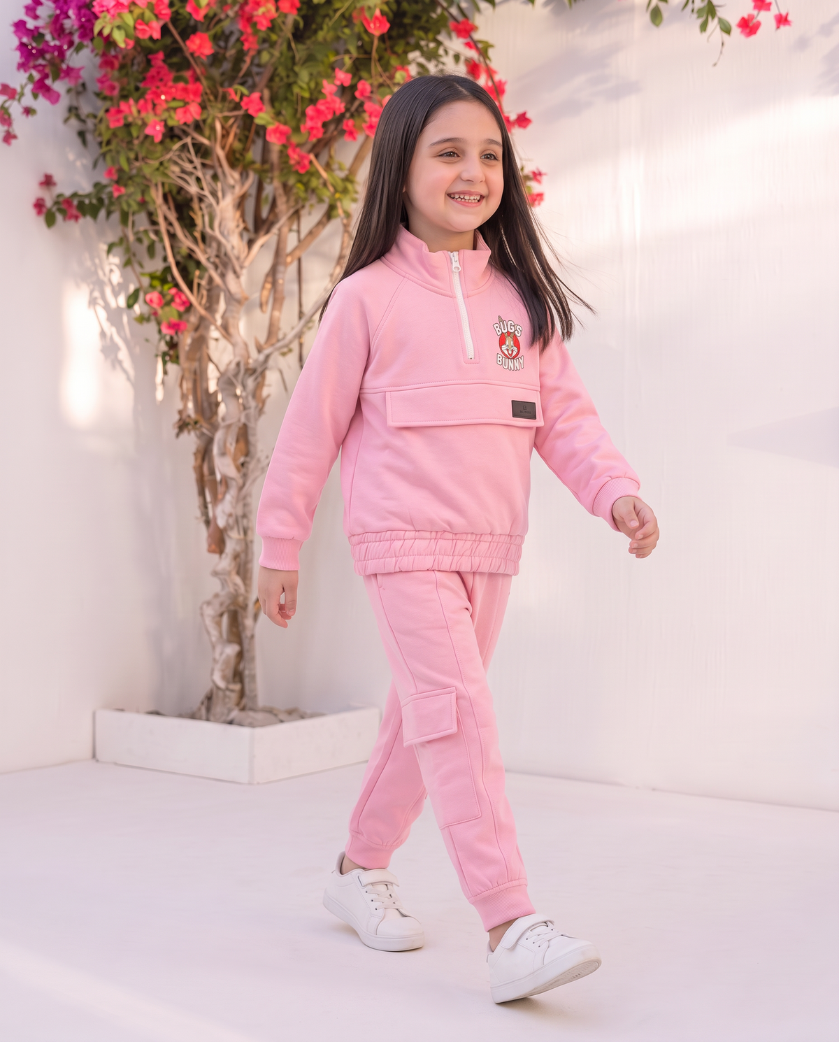 Kids Pink Bugs Bunny Tracksuit – Cozy Winter Sweatshirt &  Trouser Set for Girls