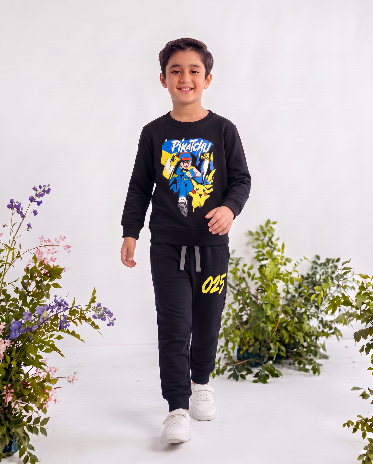 Printed Pikachu Kids Sweatshirt & Trouser  With Dori Outfit Premium Quality Set