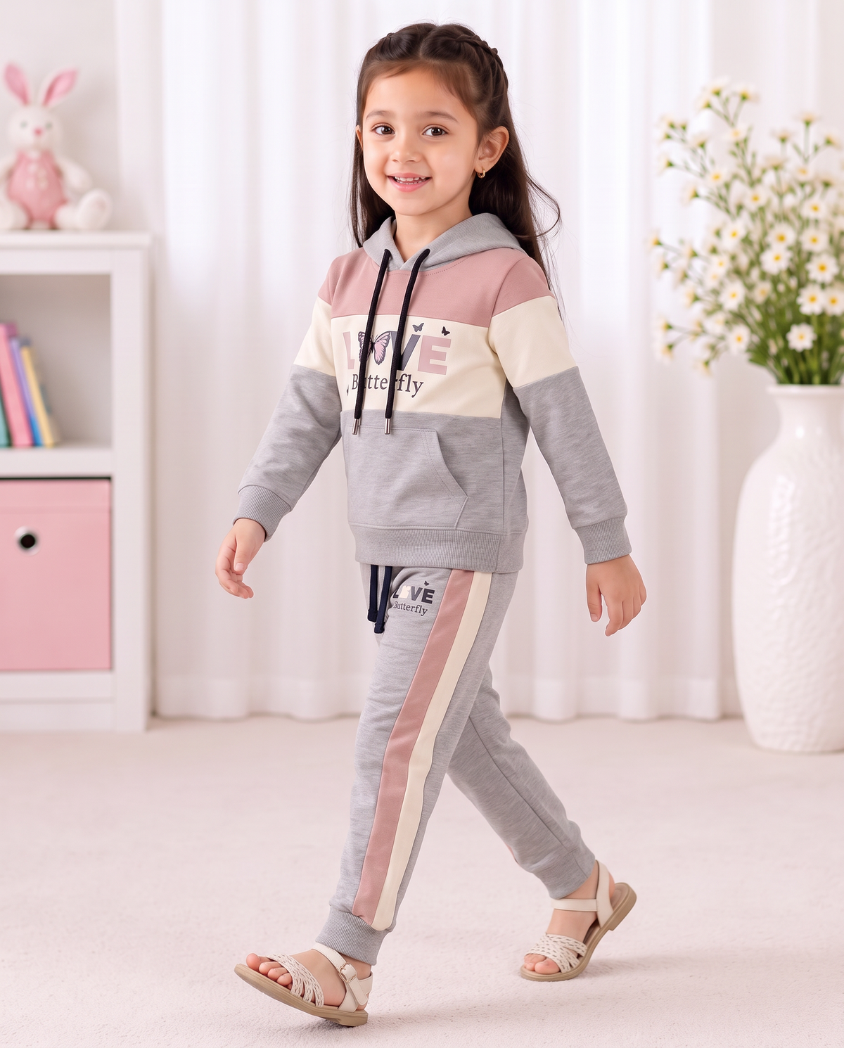 Baby Girl love butterfly Hoodie Tracksuit Imported  Long Sleeve Outfit