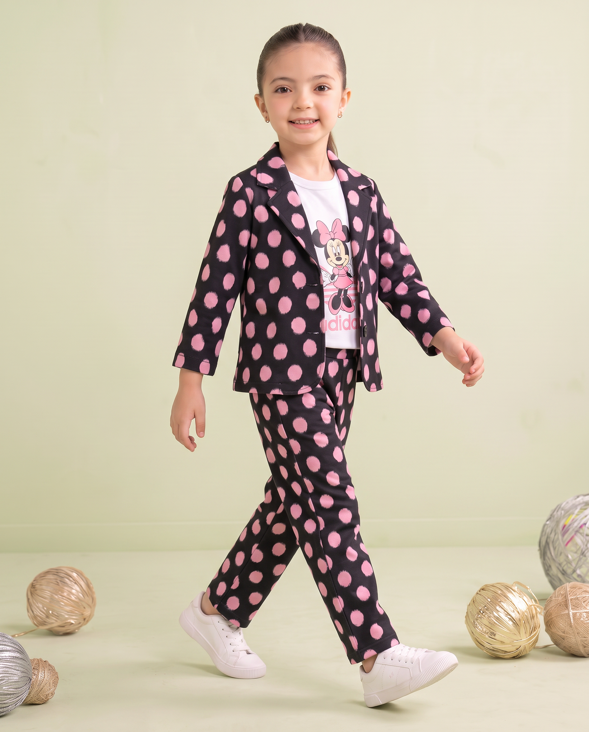 Girls Minnie Polka Dot 3 Pcs Set – Black & Pink