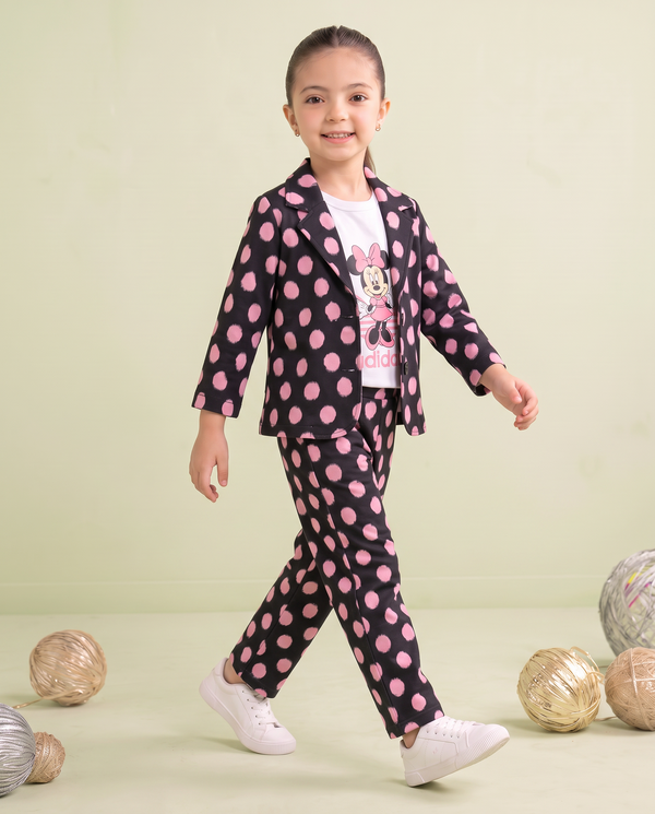 Girls Minnie Polka Dot 3 Pcs Set – Black & Pink
