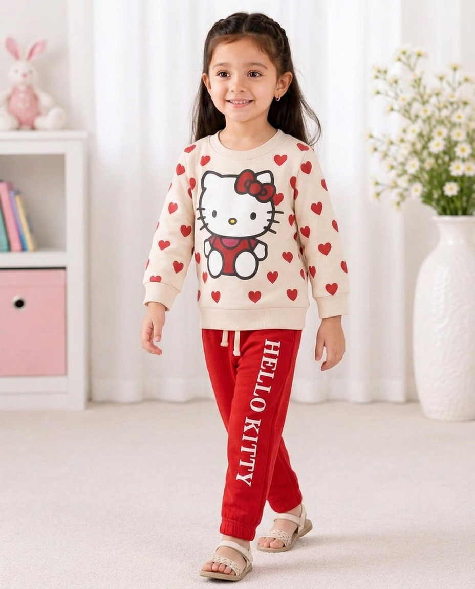 Hello Kitty Kids Tracksuit – Red & Cream