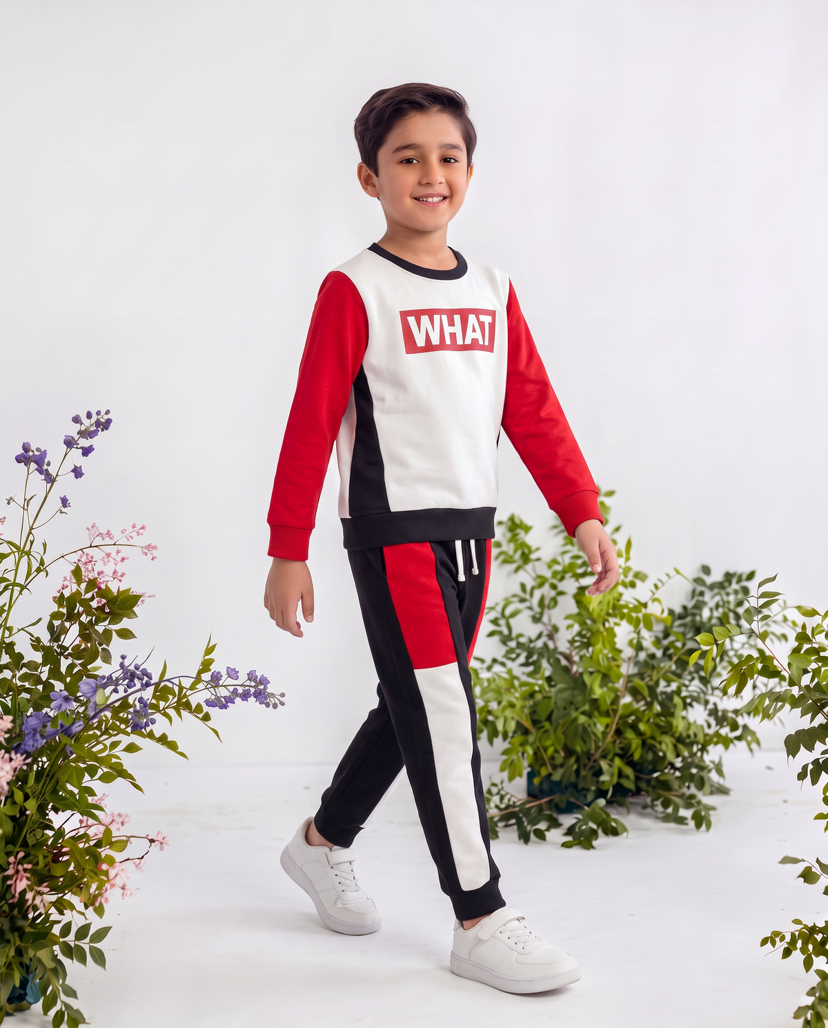 2pcs Boys What Black & Red Color Outfit Sweatshirt With trouser Casual Long Sleeve Kids Clothes
