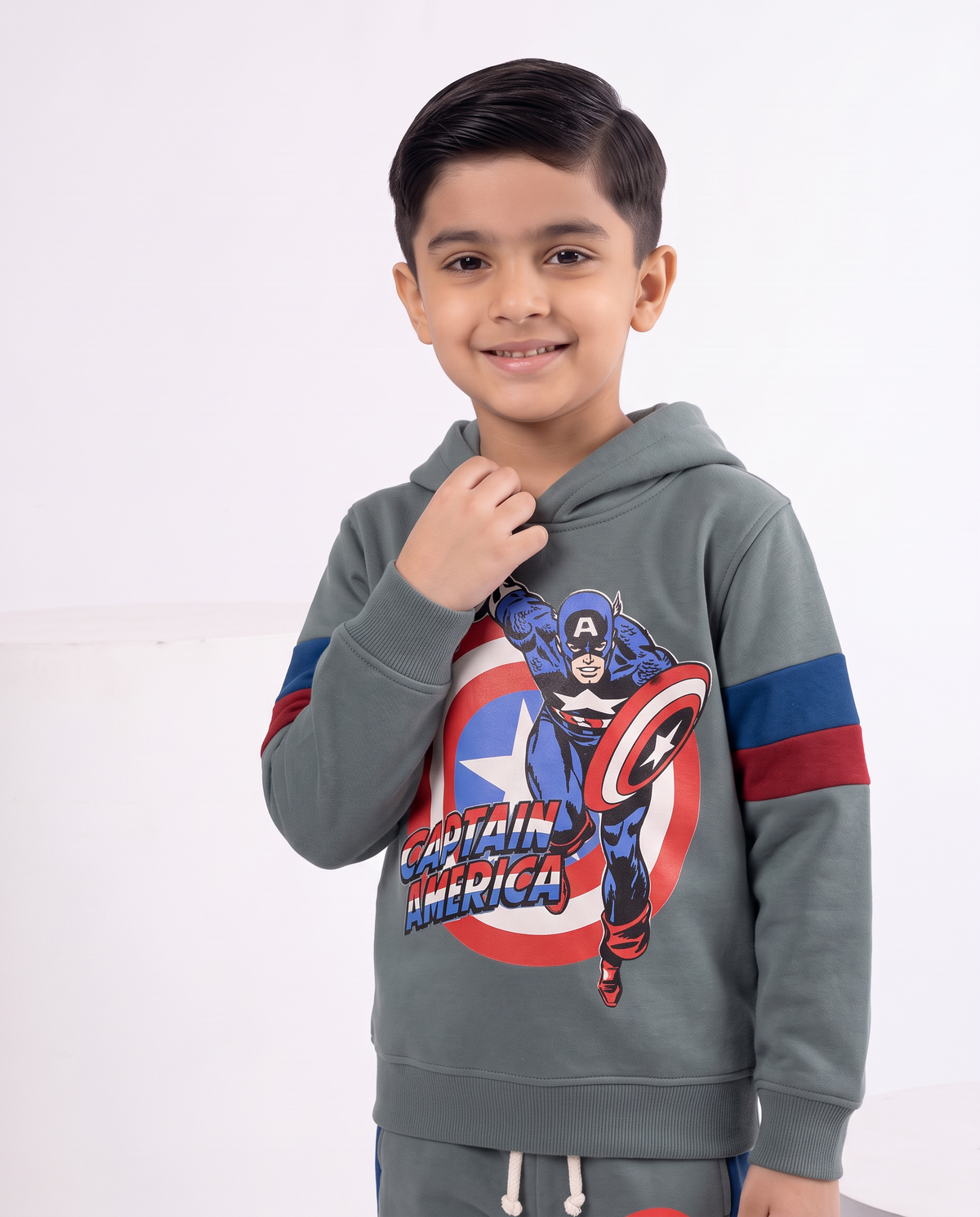 Baby Boys Captain America Hoodie And Panel  Trouser With Dori Outfit Set