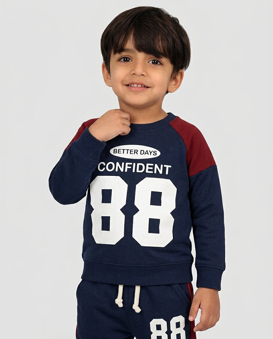 Confident 88 Kids Tracksuit – Navy & Red