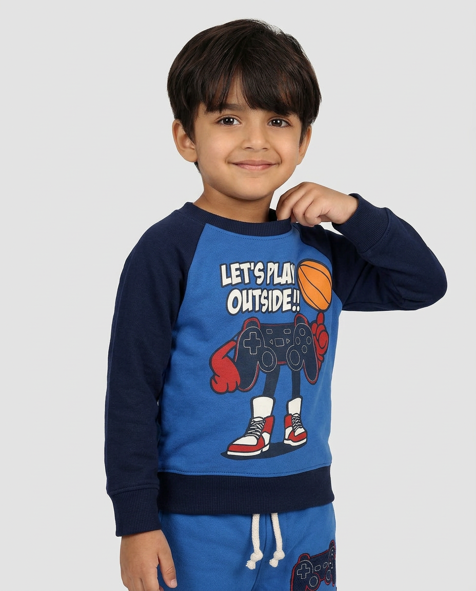 Let’s Play Outside Kids Tracksuit – Blue & Navy