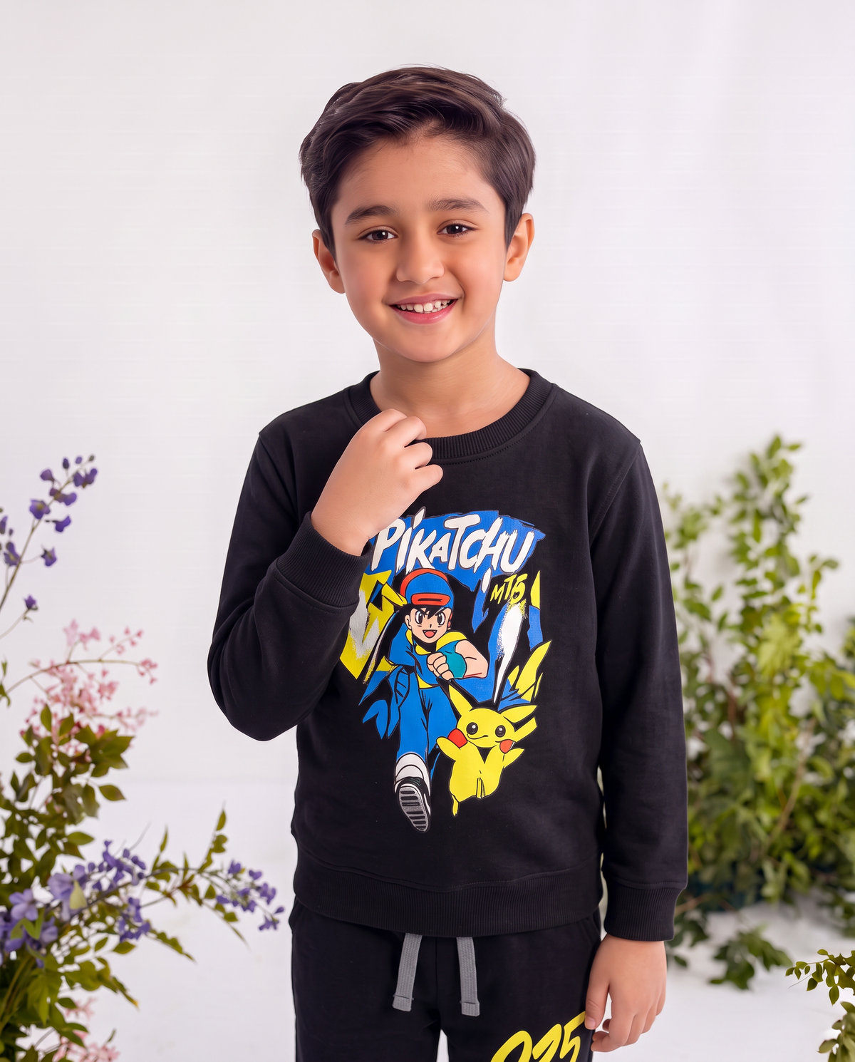 Printed Pikachu Kids Sweatshirt & Trouser  With Dori Outfit Premium Quality Set