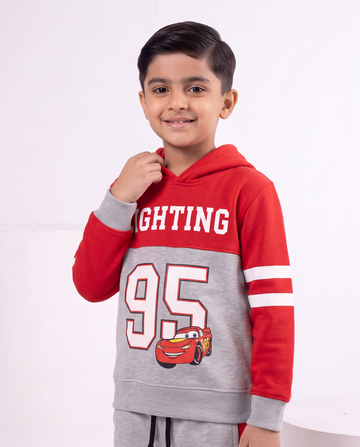 Lighting 95 Red & Grey  Fleece Hoodie Tracksuit 2 pcs set