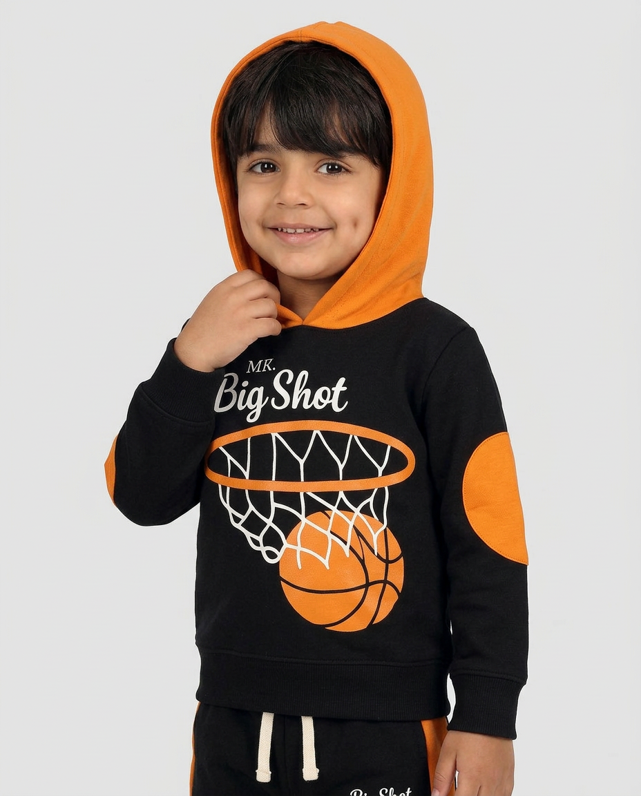 Big Shot Basketball Kids Tracksuit – Black & Orange