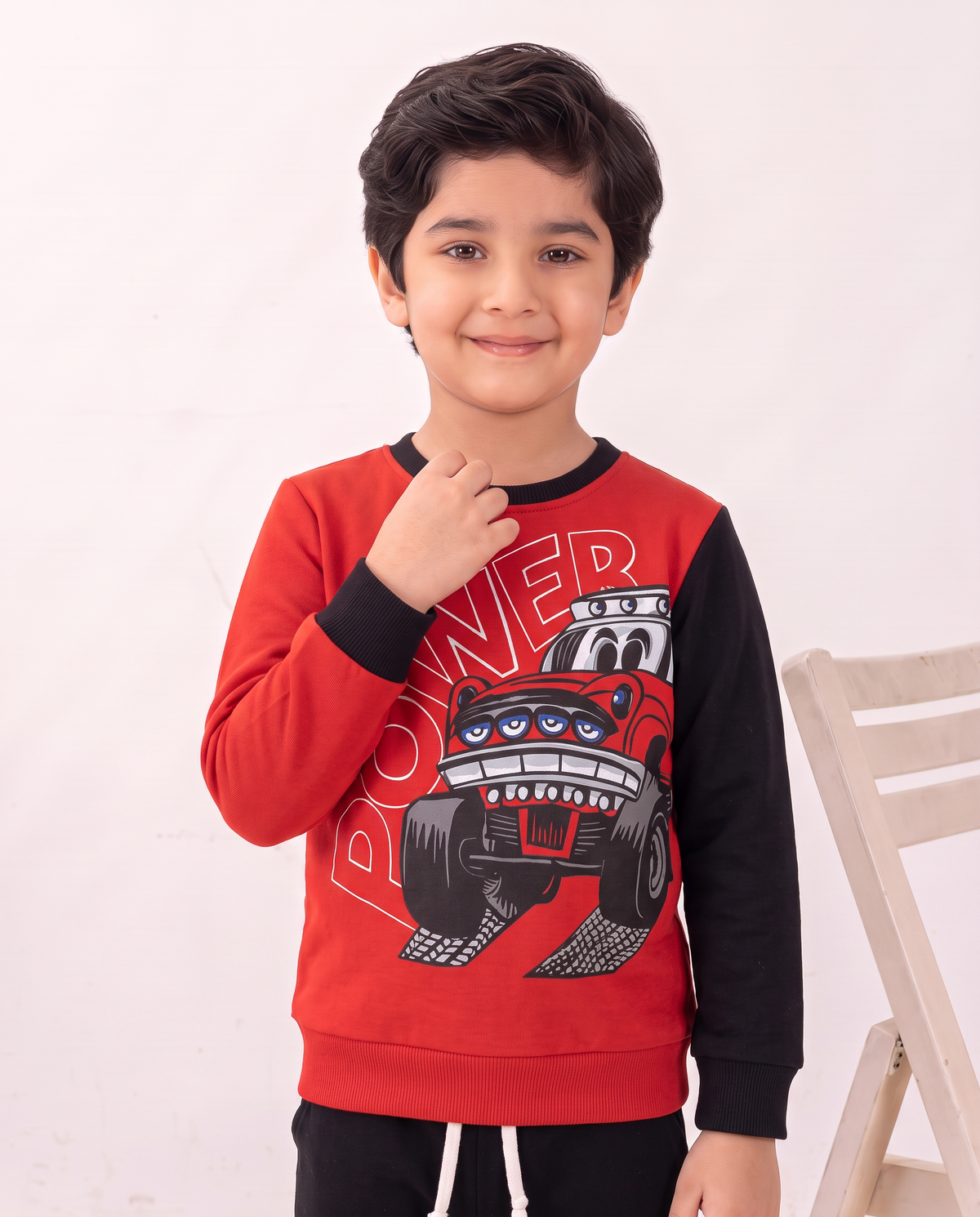 Truck Printed Pink  Sweatshirt & BlackTrouser With Dori Outfit Premium Quality Set