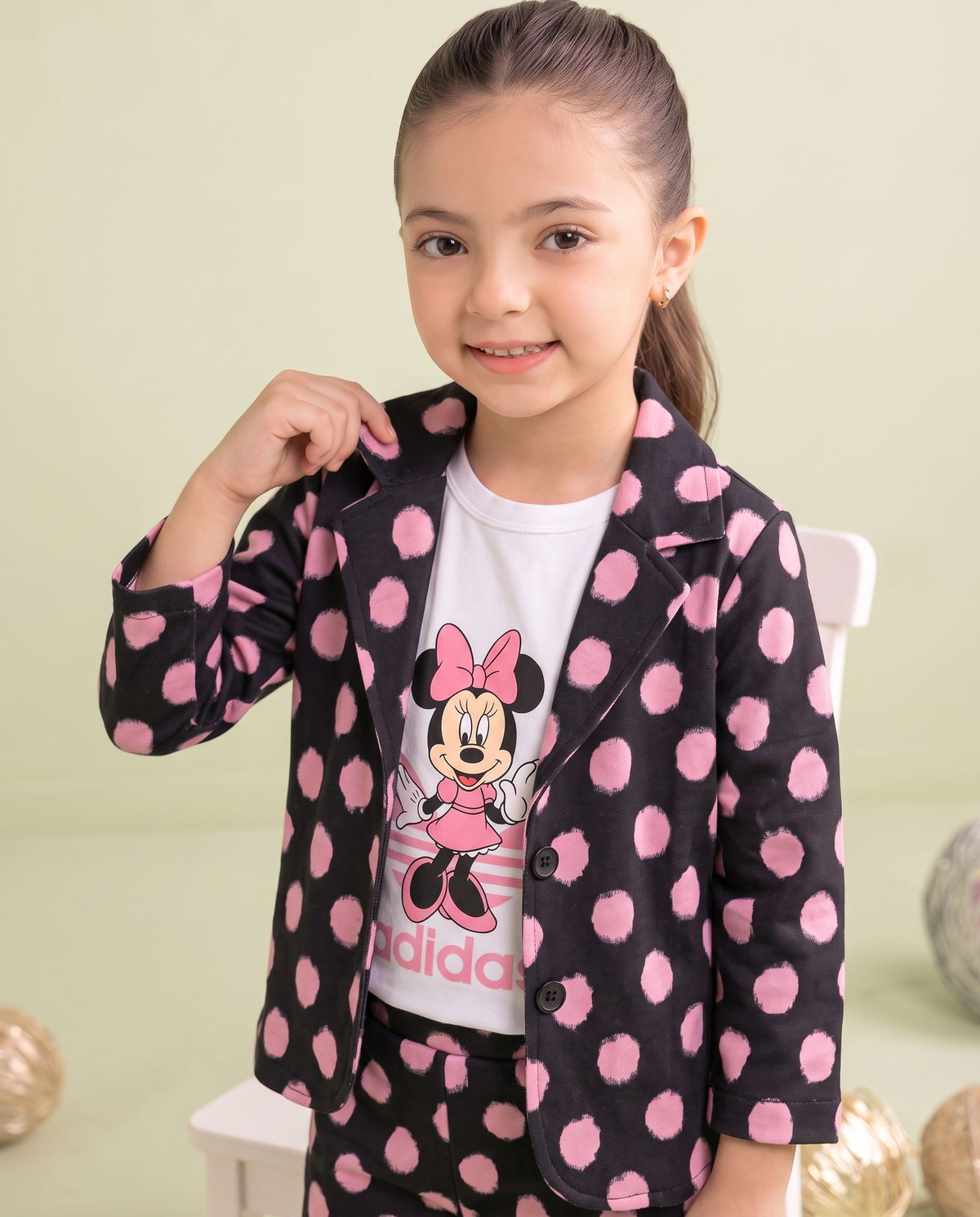 Girls Minnie Polka Dot 3 Pcs Set – Black & Pink