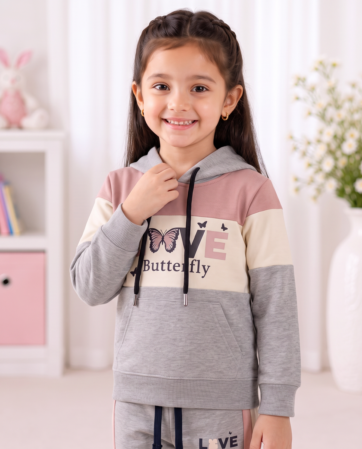 Baby Girl love butterfly Hoodie Tracksuit Imported  Long Sleeve Outfit