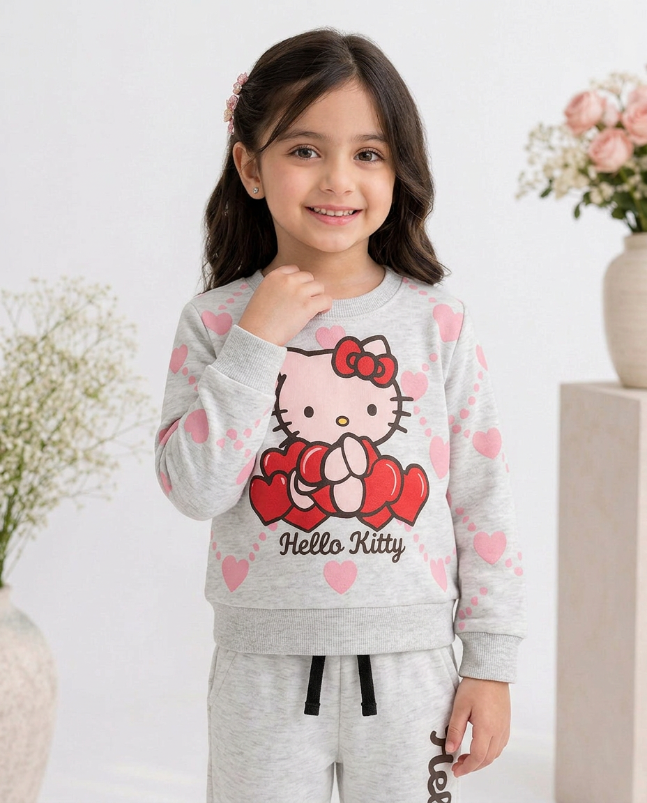 Hello Kitty Print Girls Sweatshirt and Trouser in premium Quality Set